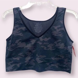Spanx Look At Me Now Seamless Crop Top Black Camo Size 1X NWT